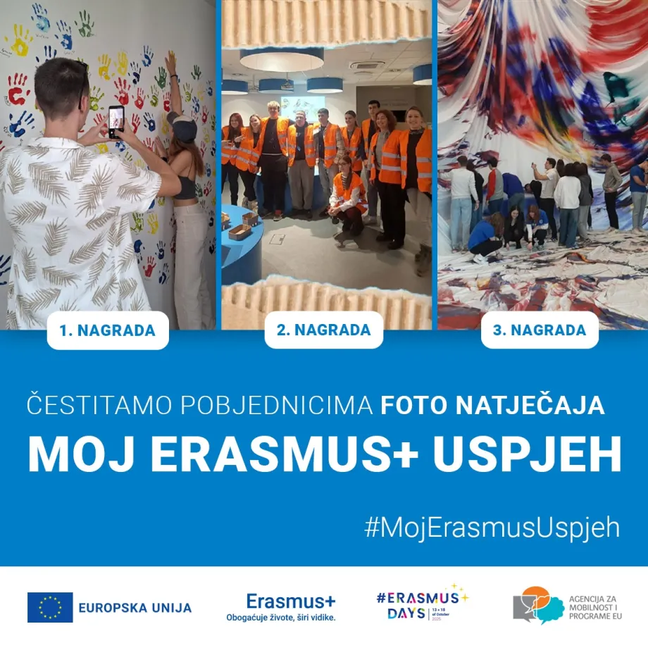 vizual za objavu pobjednika foto natječaja Moj Erasmus+ uspjeh