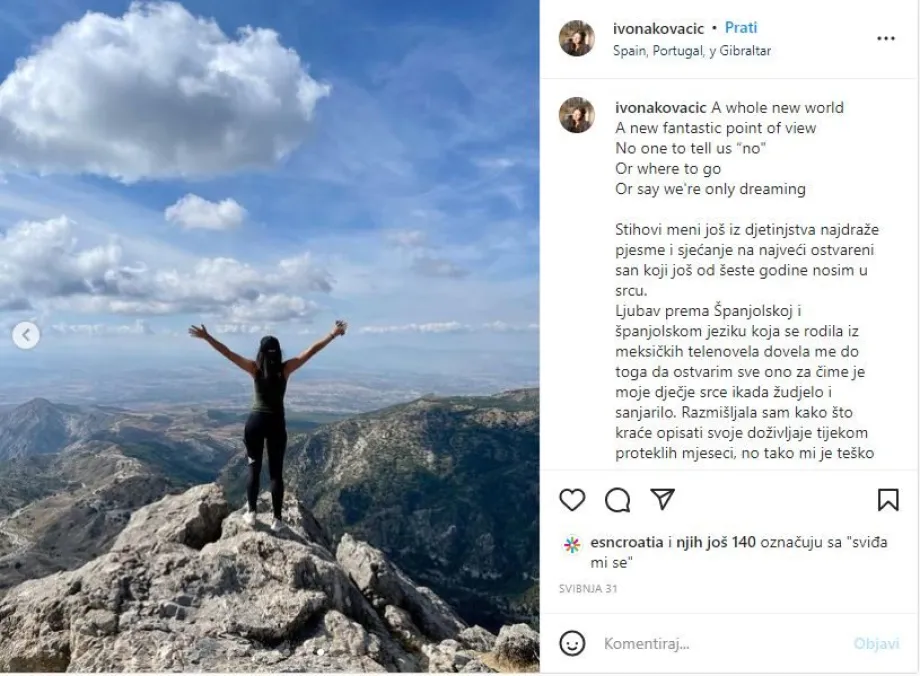 Ivona Kovačić na planinarenju