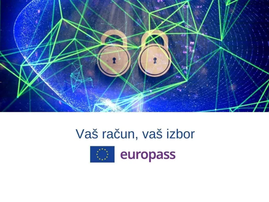 Jedan zaključan lokot i jedan otključan lokot na Europass vizualu