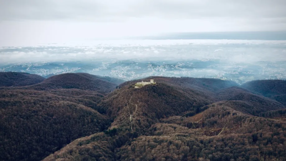 Šuma Medvednice. Na sredini slike je Medvedgrad.