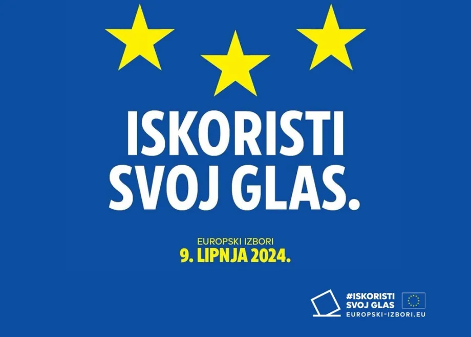 Ilustracija za europske izbore s elementima i bojama EU zastave s porukom - Iskoristi svoj glas